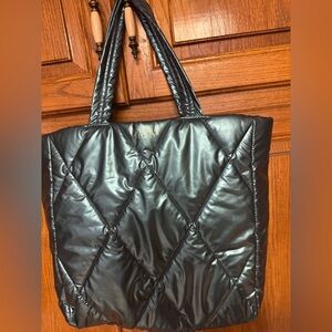 Victoria's Secret padded Teal Quilted large new Tote Bag 18”x16”x4”